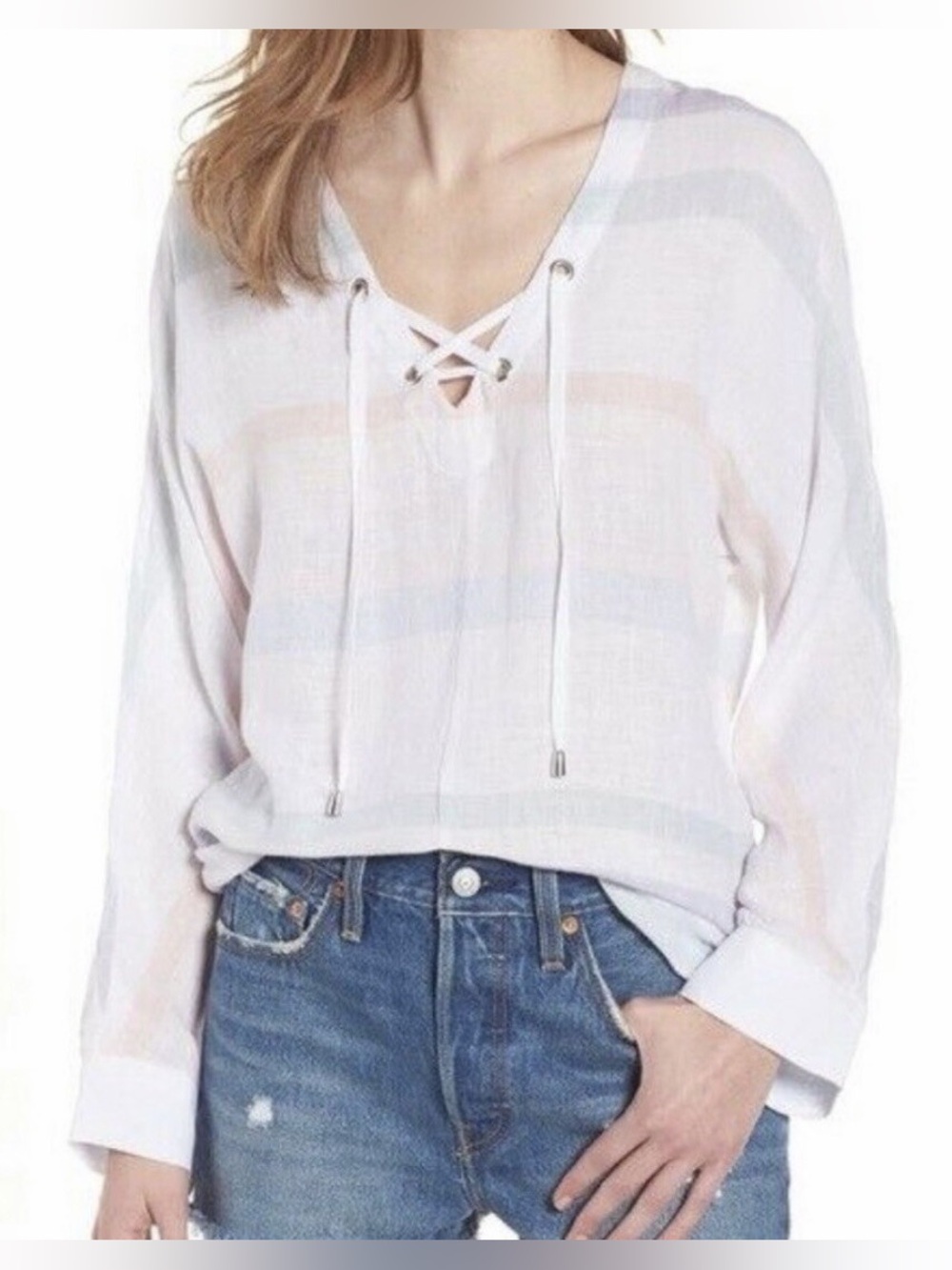 New Rails Linen Lily Seychelles Multicolor Stripe Top size M